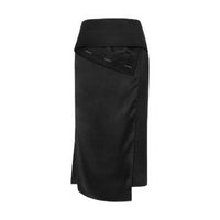 Jupe à rabat en satin de soie - Black