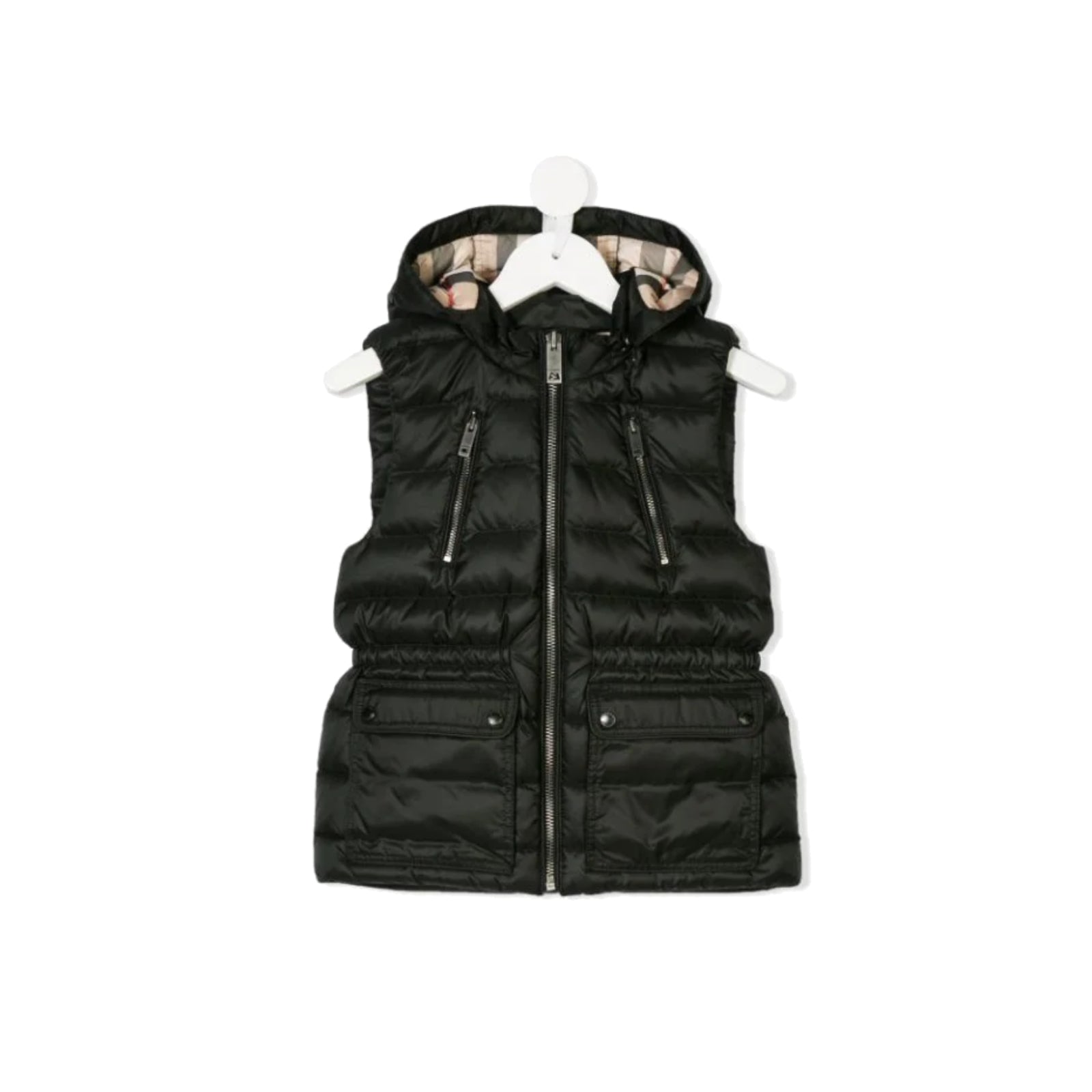 Veste sans manches rembourrée en duvet avec capuche amovible - Black