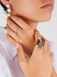 Bague Milano en Or Blanc & Rose 18K & Diamant Blanc