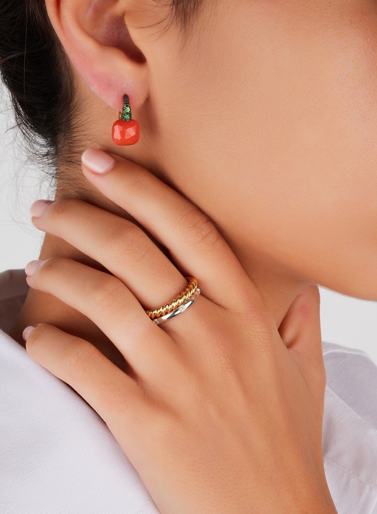 Bague Milano en Or Blanc & Rose 18K & Diamant Blanc