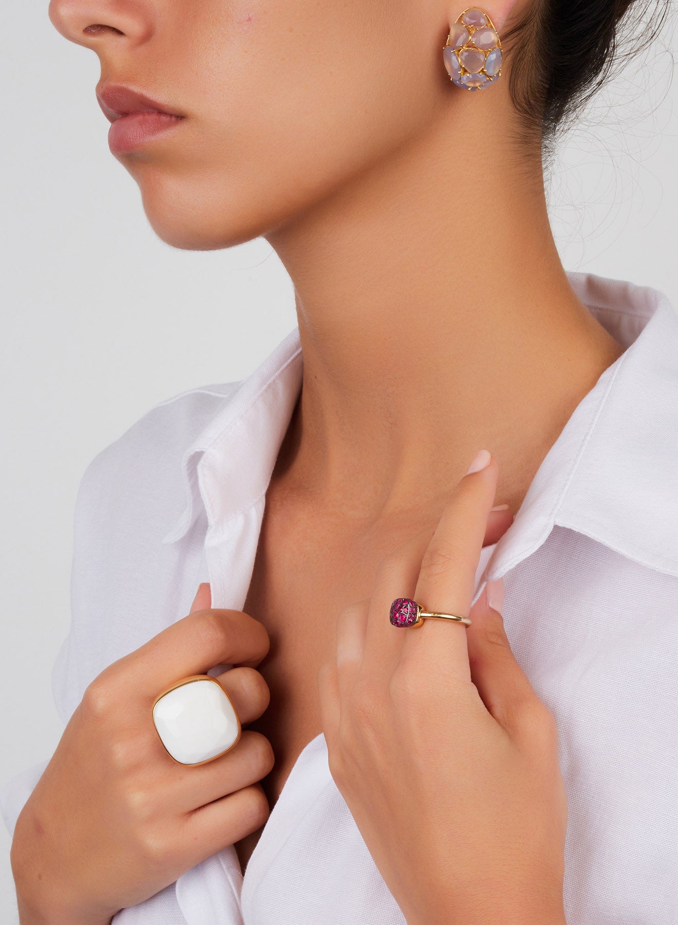 Boucles d'oreilles Capri en Or Rose 18K & Calcédoine