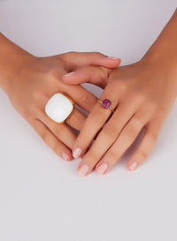 Bague Victoria en Or Rose 18K & Cacholong