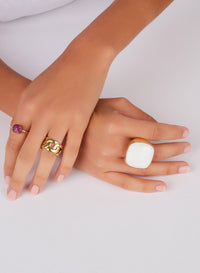Bague Nudo Solitaire en Or Blanc & Rose 18K & Rubis