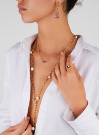 Collier M'Ama Non M'Ama en Or Rose 18K & Améthyste et Grenat tsavorite