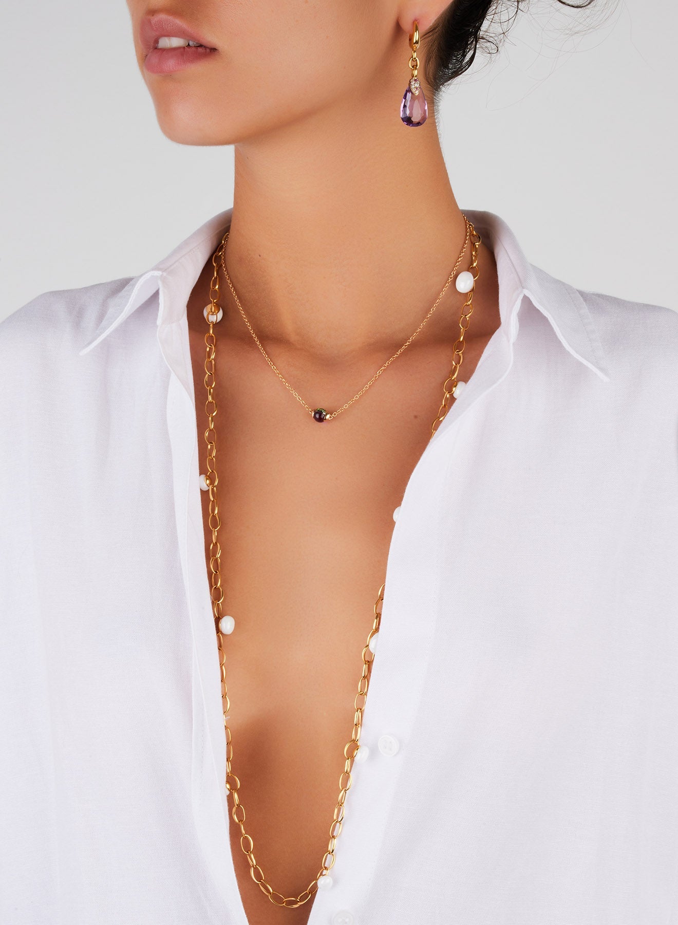Collier Capri Ceramica en Or Rose 18K & Grenat tsavorite et Céramique