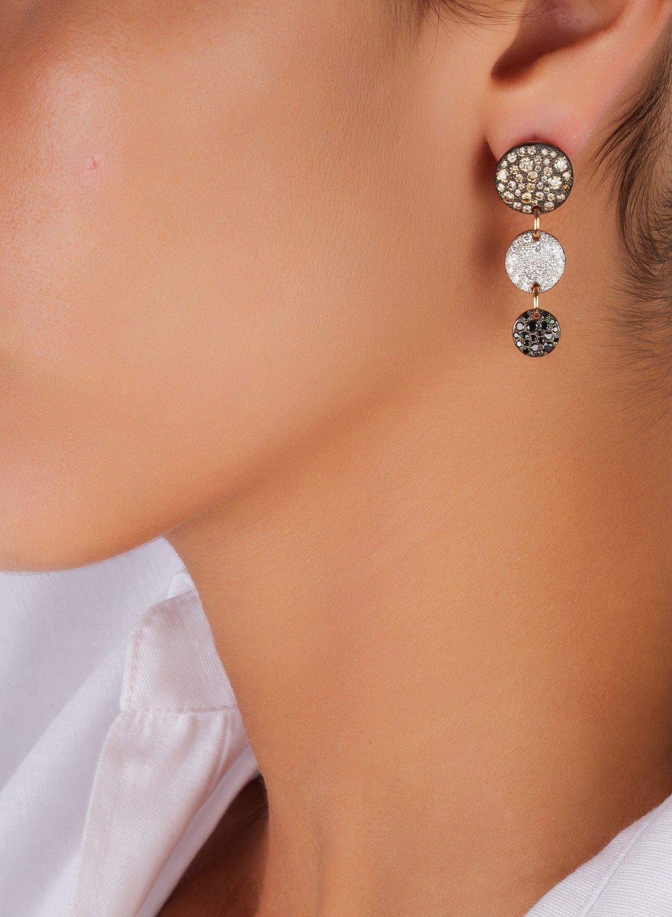 Boucles d'oreilles Sabbia en Or Rose 18K & Diamant Blanc & Brun