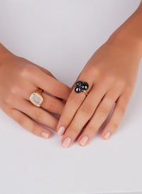 Bague Ritratto en Or Rose & Blanc 18K & Quartz Blanc et Diamant Icy