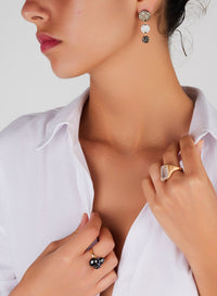 Boucles d'oreilles Sabbia en Or Rose 18K & Diamant Blanc & Brun