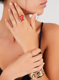 Bague Capri en Or Blanc & Rose 18K & Diamant Blanc et Corail