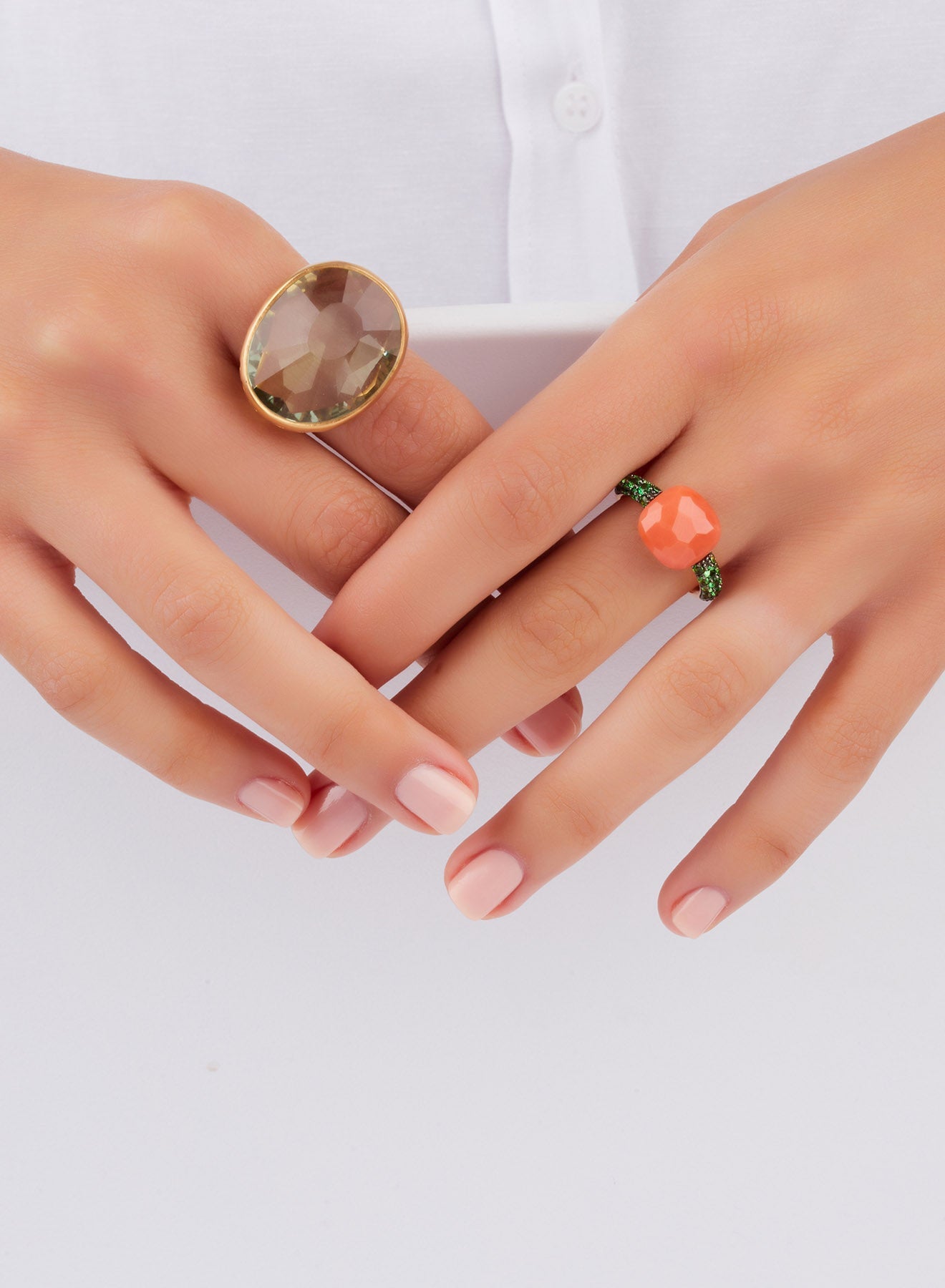 Bague Arabesque en Or Rose 18K & Prasiolite