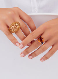 Bague Bahia en Or Rose 18K & Citrine Quartz et Saphir Bleu