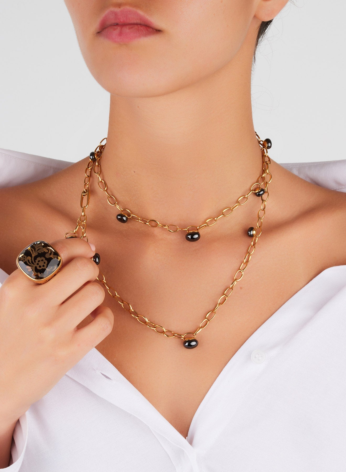 Collier Capri Ceramica en Or Rose 18K & Saphir Bleu et Céramique