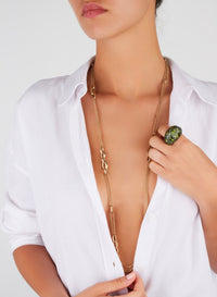 Bague Tabou en Or Rose 18K & Peridot et Diamant Brun