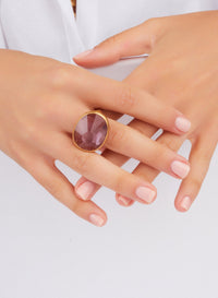 Bague Arabesque en Or Rose 18K & Améthyste
