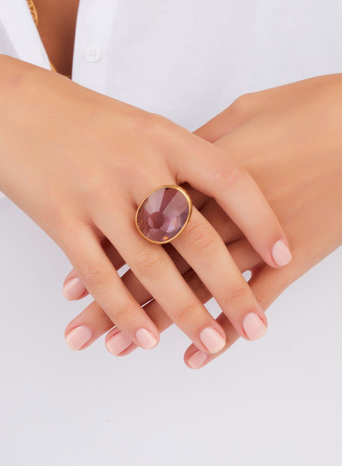 Bague Arabesque en Or Rose 18K & Améthyste