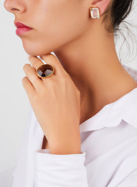 Bague Arabesque en Or Rose 18K & Quartz Fumé