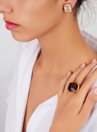 Bague Arabesque en Or Rose 18K & Quartz Fumé