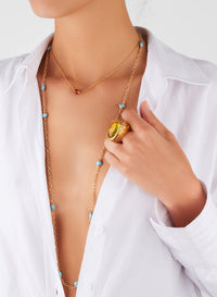 Collier M'Ama Non M'Ama en Or Rose 18K & Hessonite Grenat et Saphir Rose