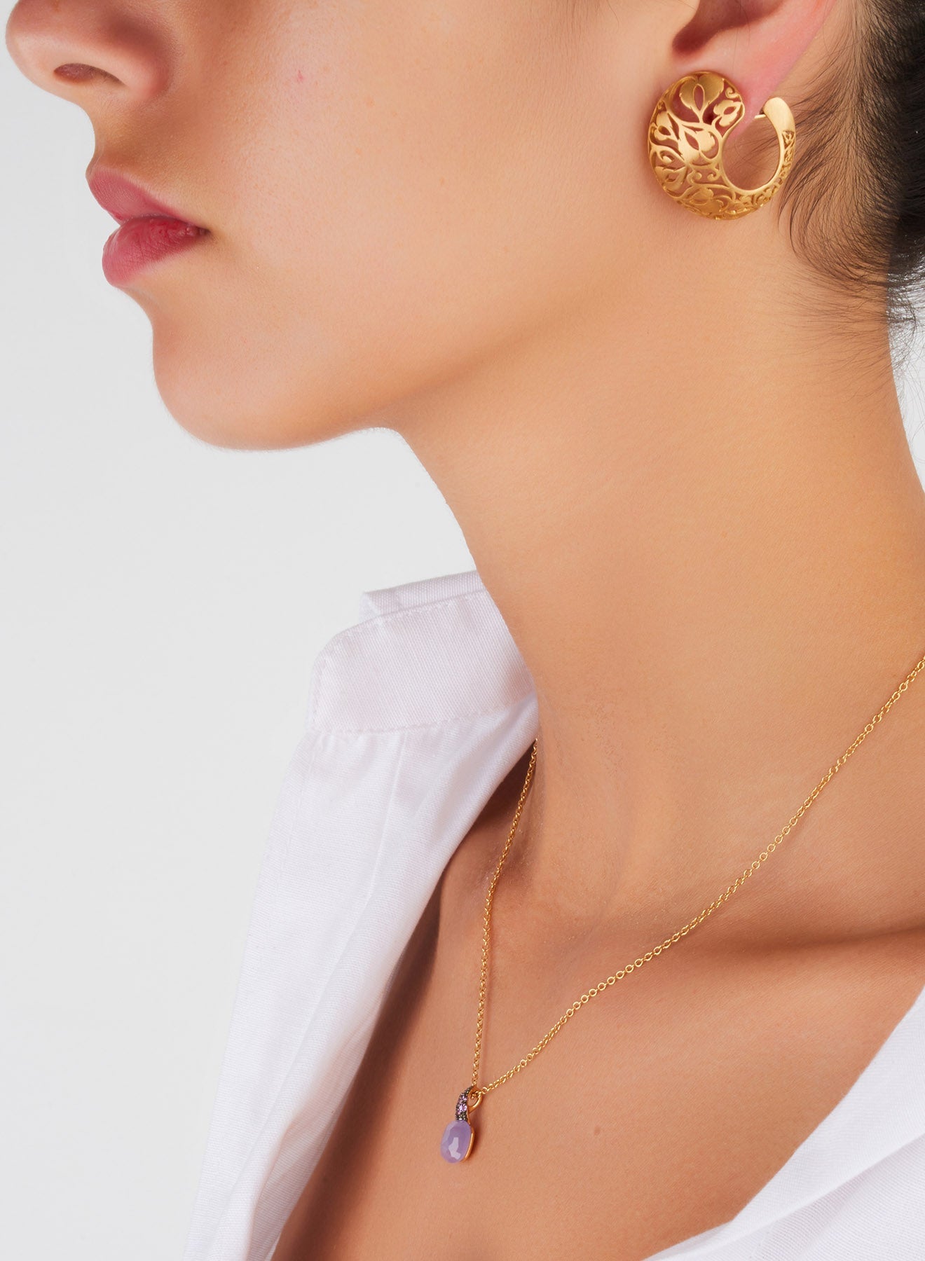 Collier Capri en Or Rose 18K & Pierre de Jade lavande et Améthyste