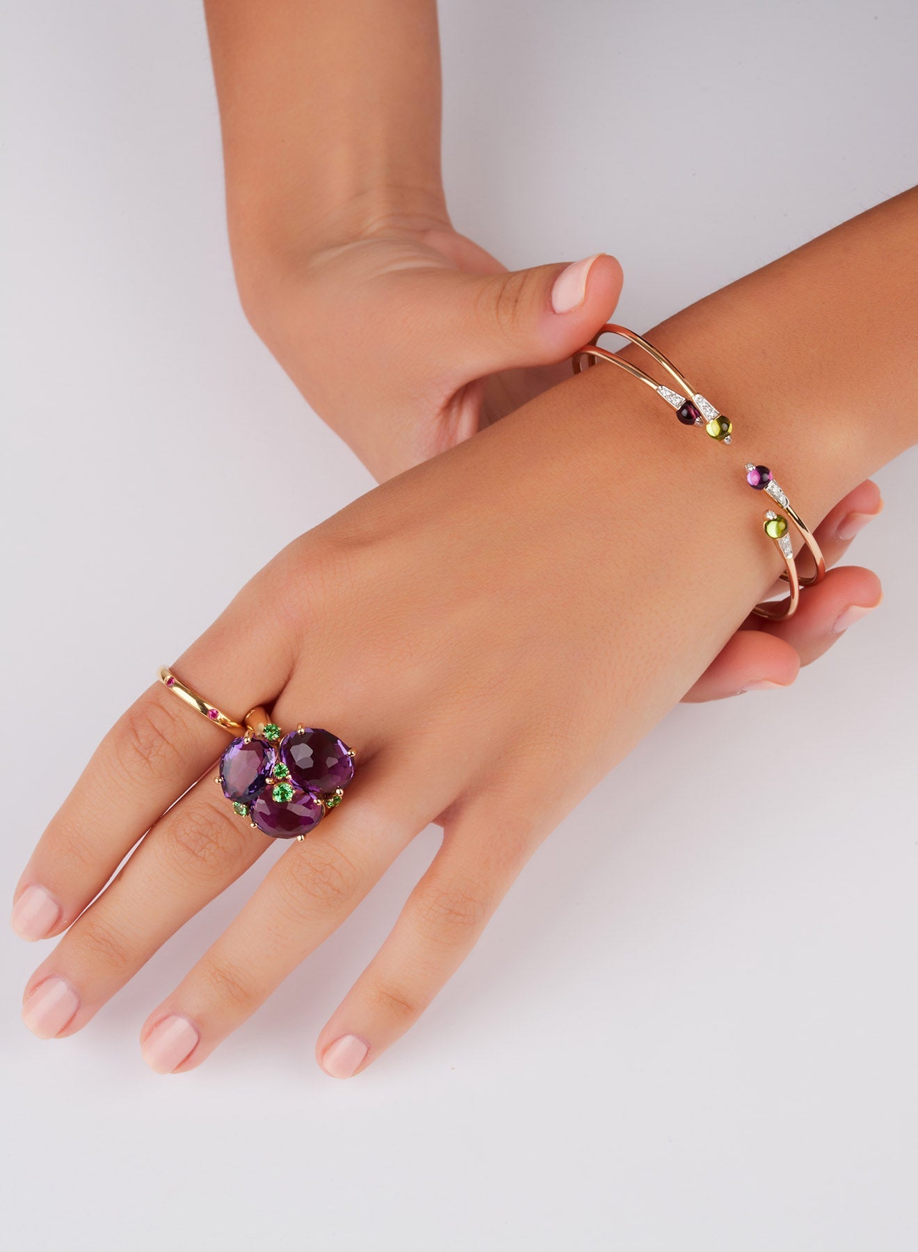 Bracelet M'Ama Non M'Ama en Or Rose 18K & Diamant Blanc et Péridot