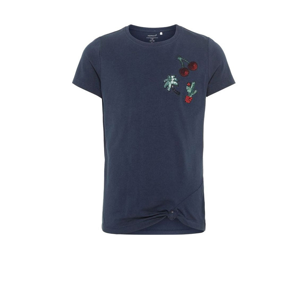 T-shirt en coton avec appliqué dessiné - Navy