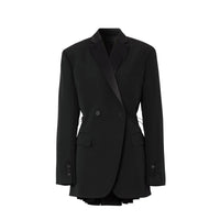Veste de smoking en laine et taffetas avec découpe au dos - Noir