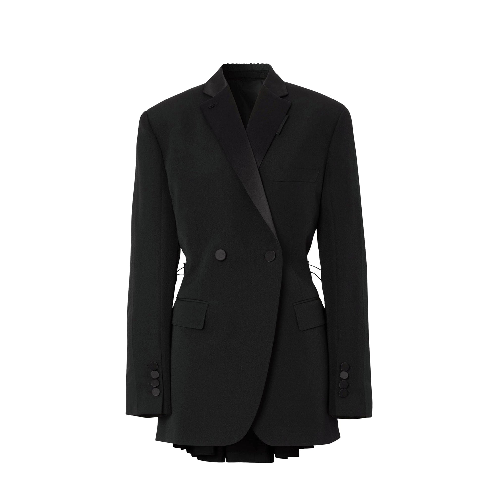 Veste de smoking en laine et taffetas avec découpe au dos - Noir