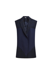 Veste de costume sans manches en check natté - Check Bicolore