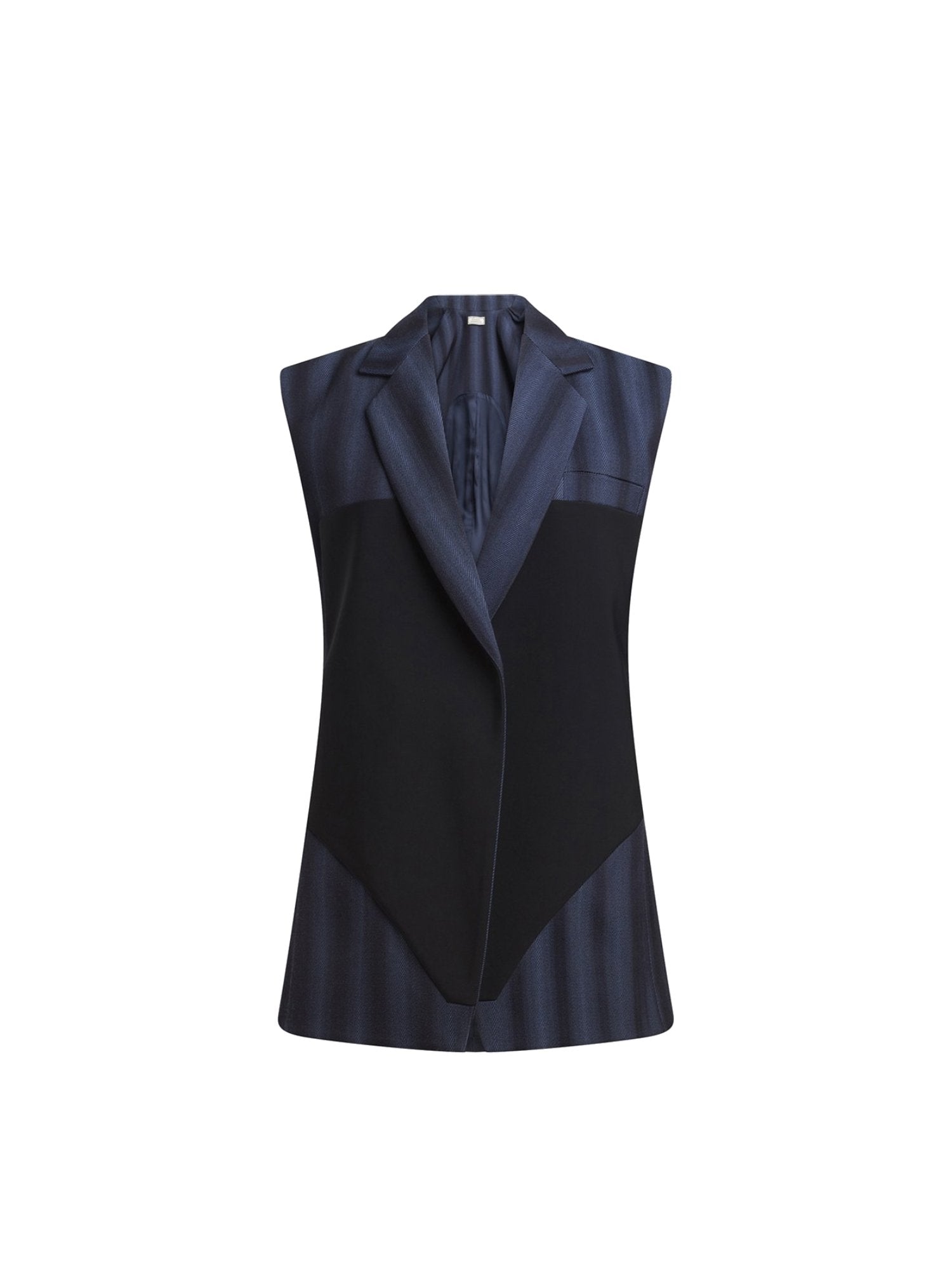 Veste de costume sans manches à rayures - Bleu & Noir