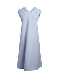 Robe cape gabardine en laine - Bleu Clair
