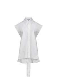 Top sans manche en popeline de coton - Blanc