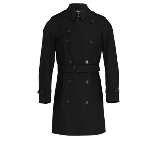 Trench-coat mi-long en gabardine de coton - Black