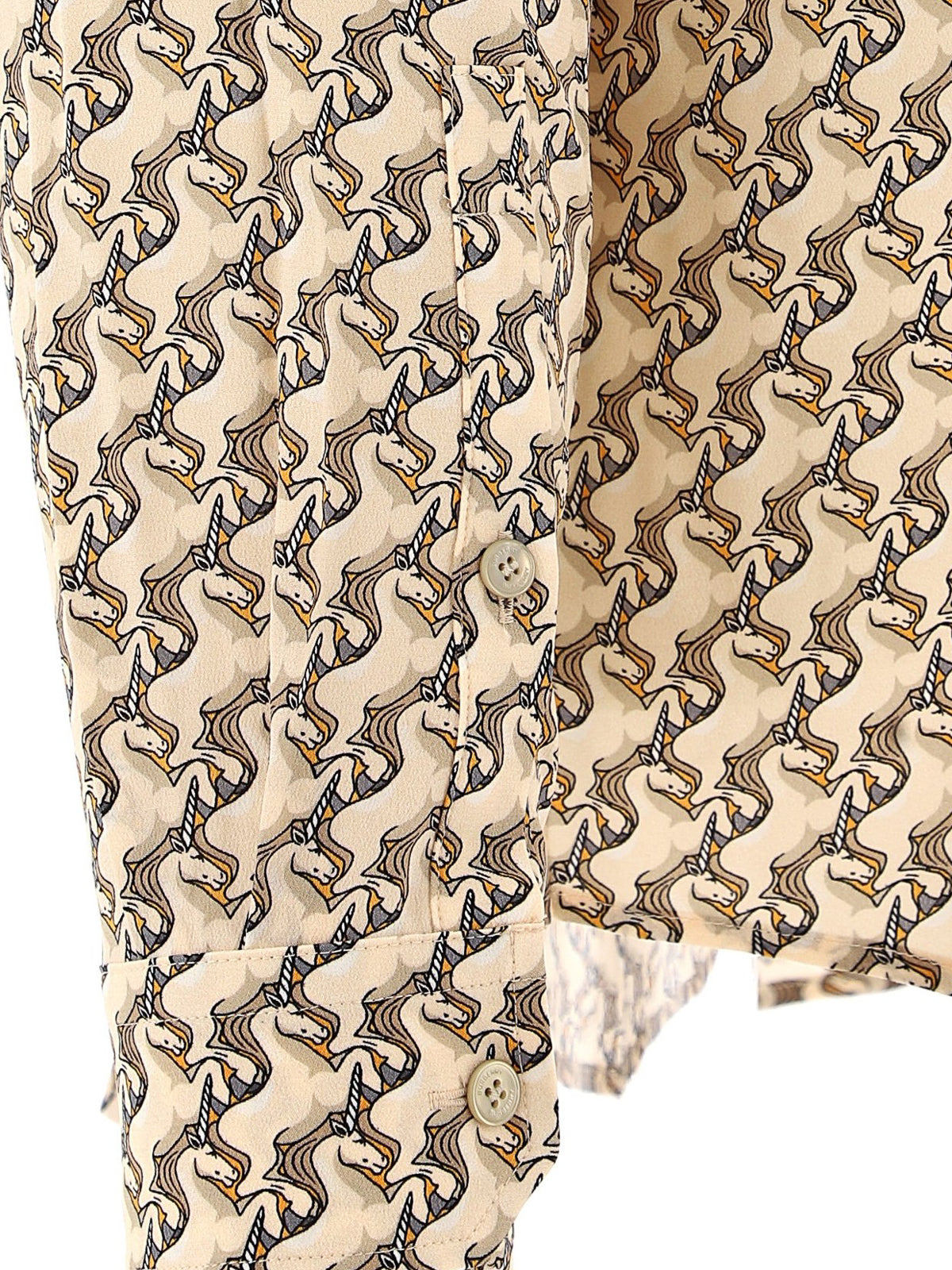 Chemise en crêpe de soie de Chine à imprimé licorne - Ecru